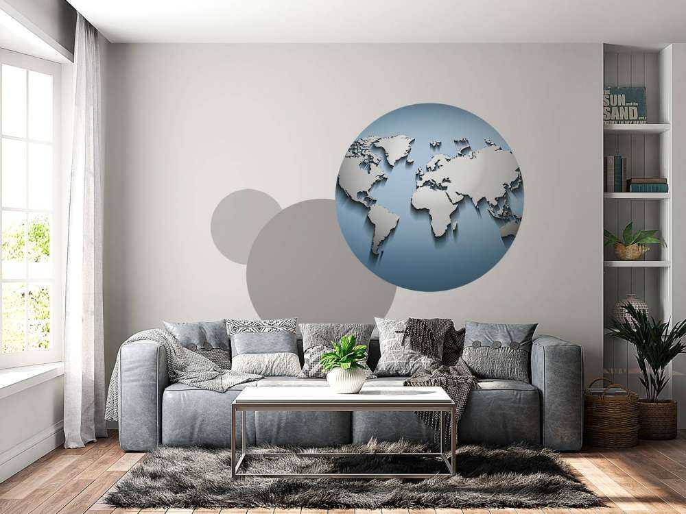 Zilveren wereldkaart in 3D