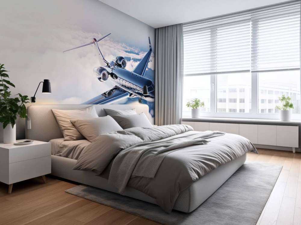 Zwarte privéjet in de wolken