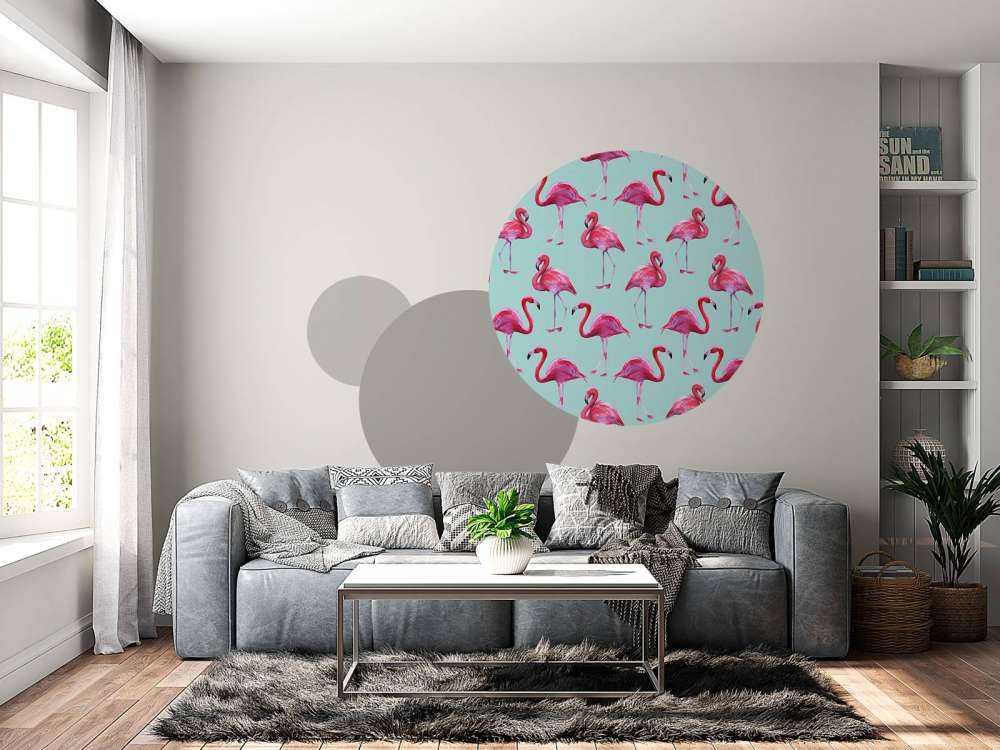 Flamingo print met een blauwe achtergrond