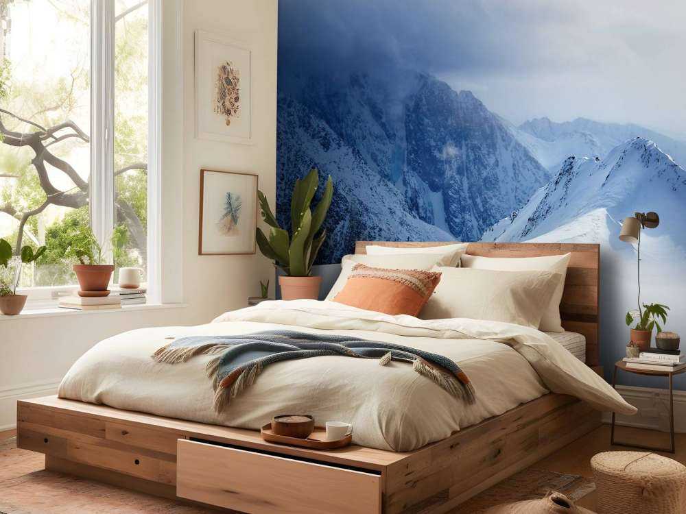 Landschap op een hoge ingesneeuwde berg