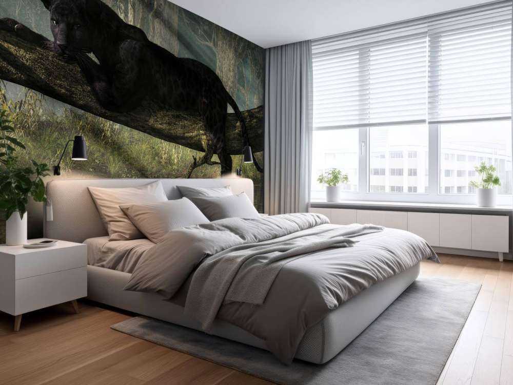 Panter op een boomstronk