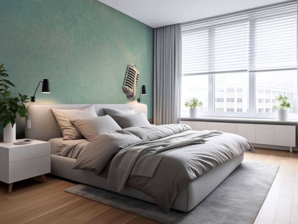 Klassieke microfoon met een blauwe achtergrond