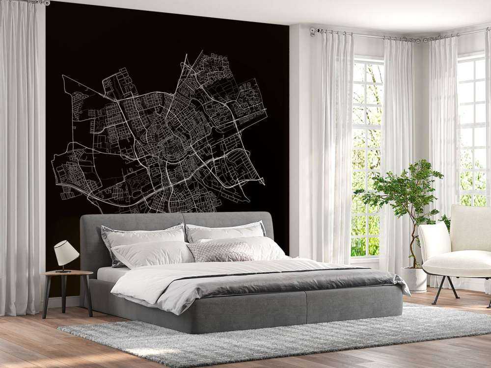 Plattegrond van Groningen, zwart