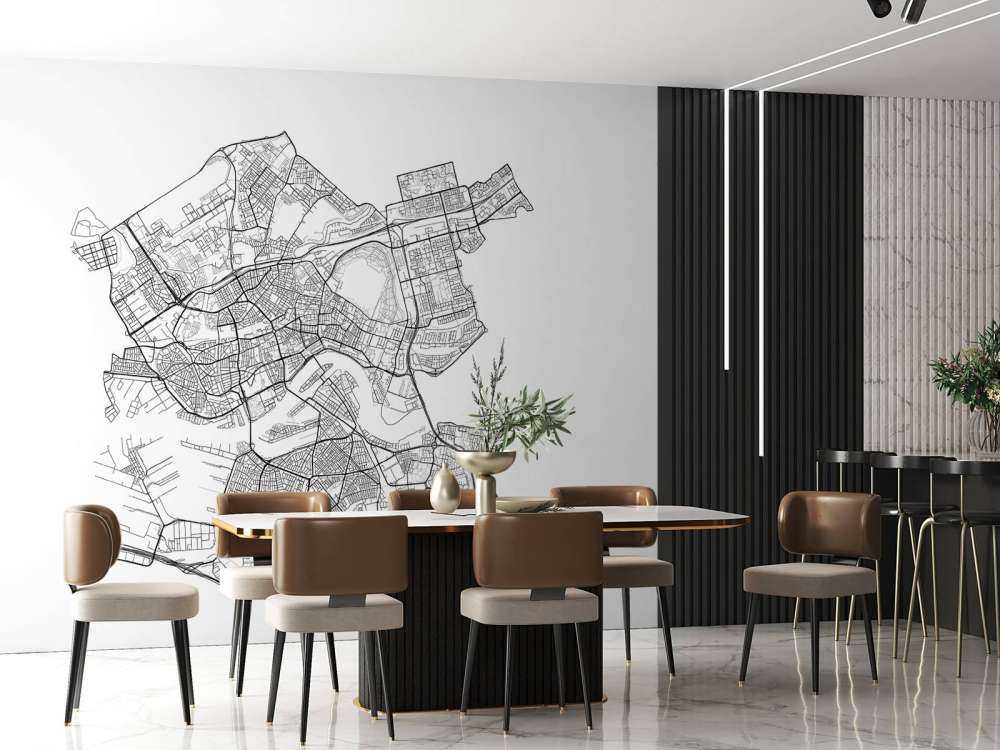 Plattegrond van Rotterdam, wit