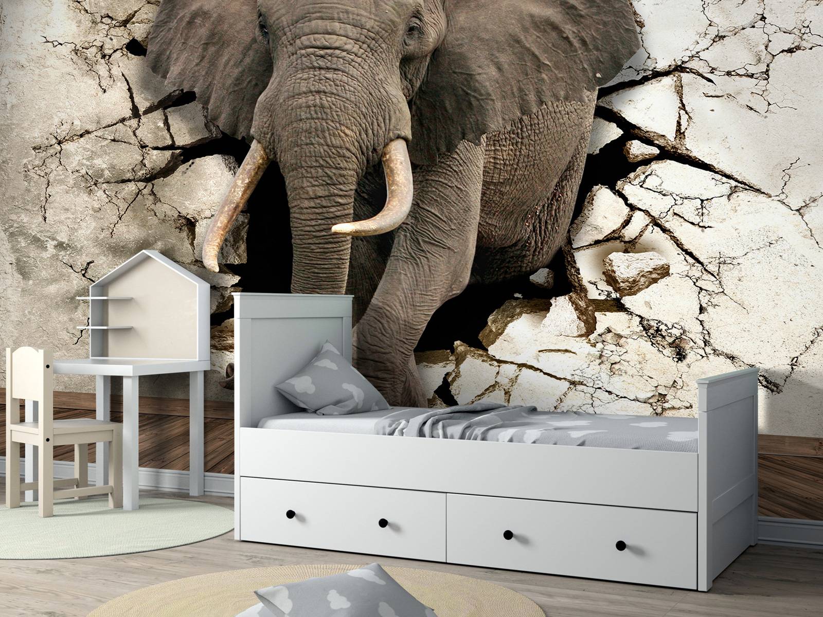 Grote olifant uit de muur