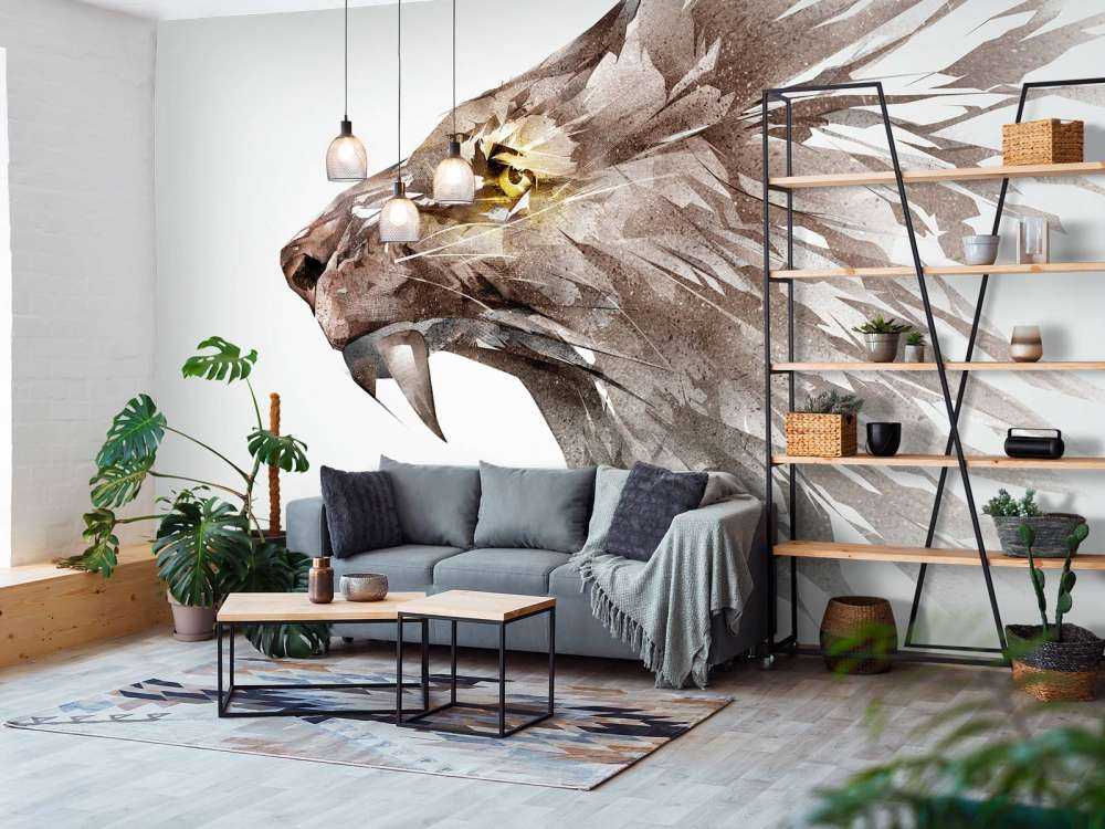 Schets van een boze leeuw