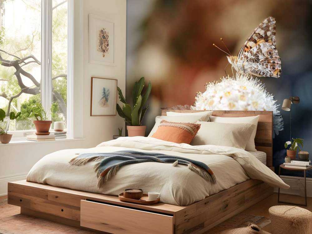 Vlinder op witte bloem