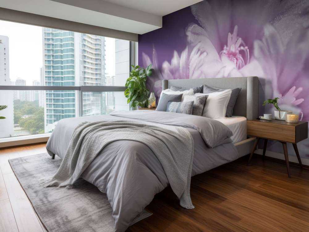 Roze bloemen met een paarse achtergrond