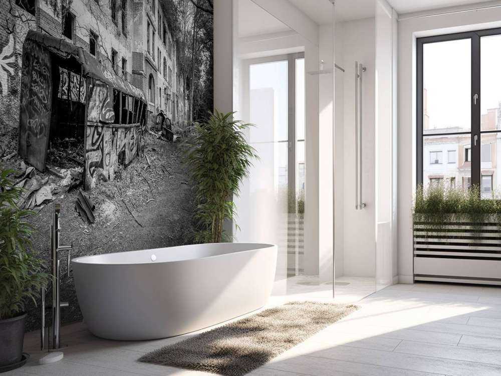 Verlaten dorpje met graffiti