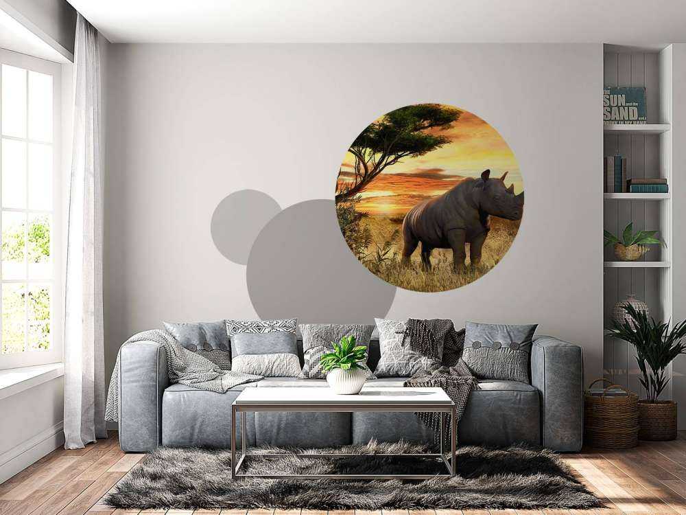 Neushoorn bij zonsondergang