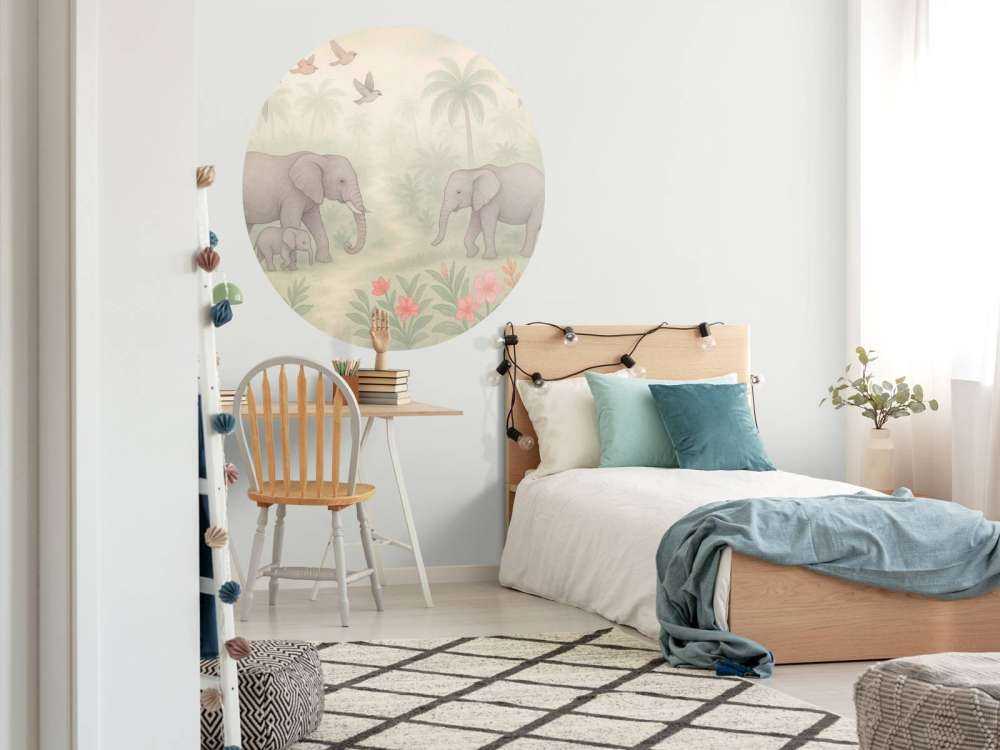 Olifantenwandeling tussen tropenbloemen