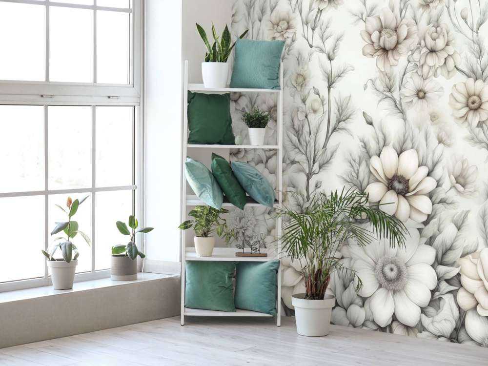 Floral romantic wall Beige