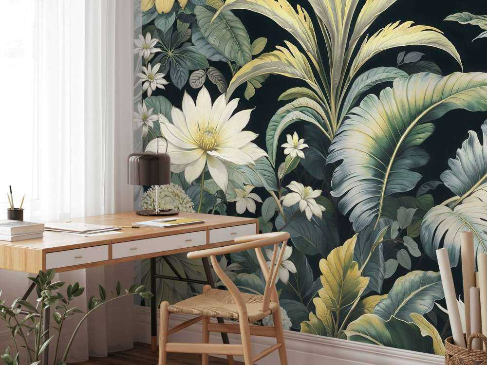 Lichte tropische bloemen op donker