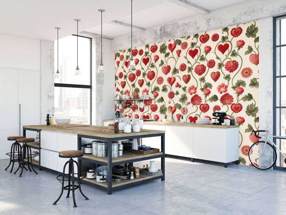 Romantische hartjes en bloemenranken