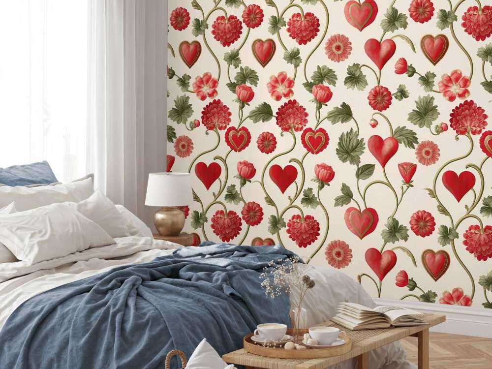 Romantische hartjes en bloemenranken