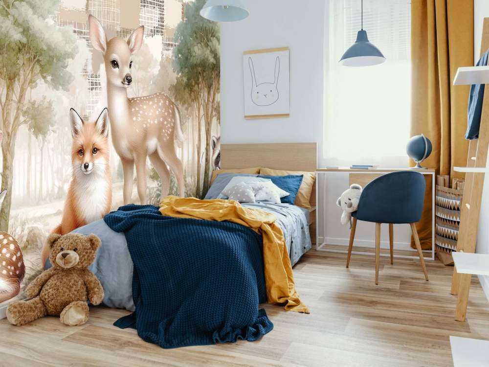 Bosdieren in warme tinten