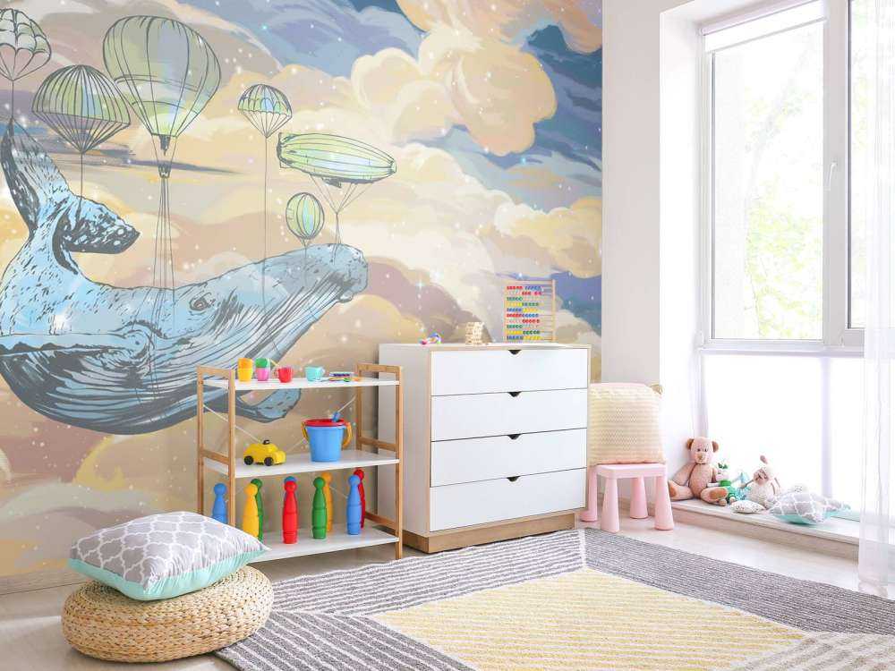 Walvis met zijn luchtballonnen