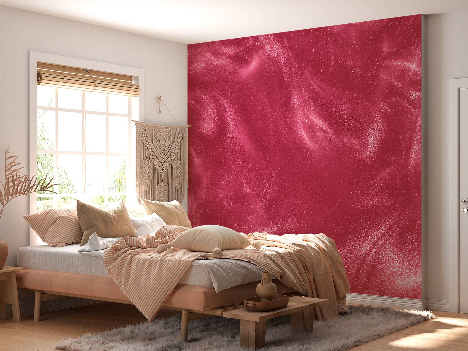 Roze glitterdeeltjes