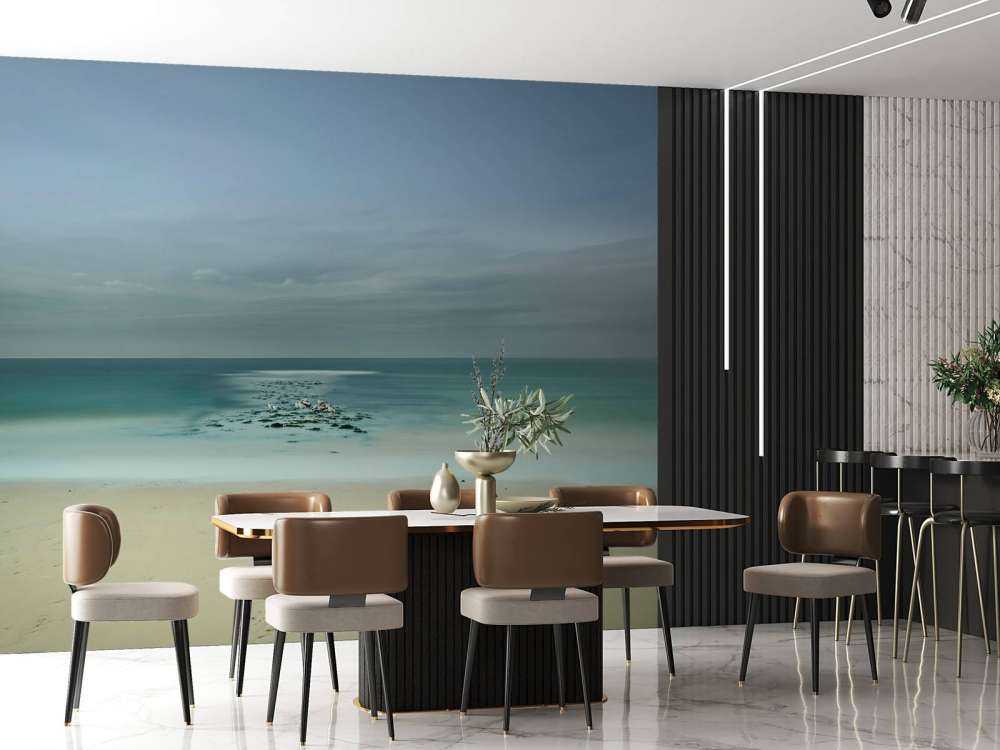 Rustige zee met meeuwen