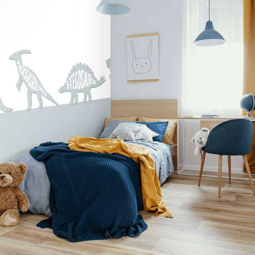 Dino's met tekst in blauw