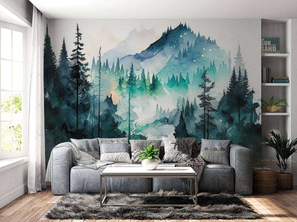 Bos in aquarel kleuren