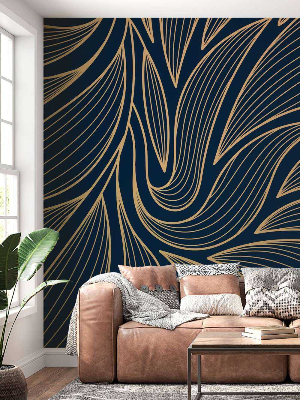 Art deco bloemen blauw