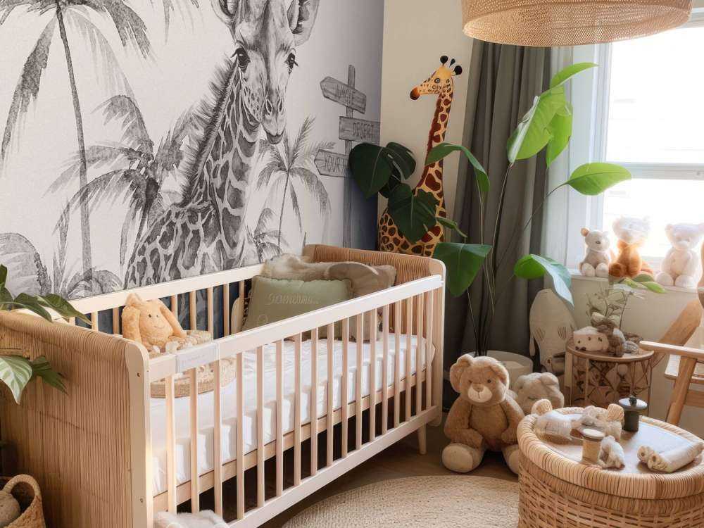 Baby giraffe in de jungle beige