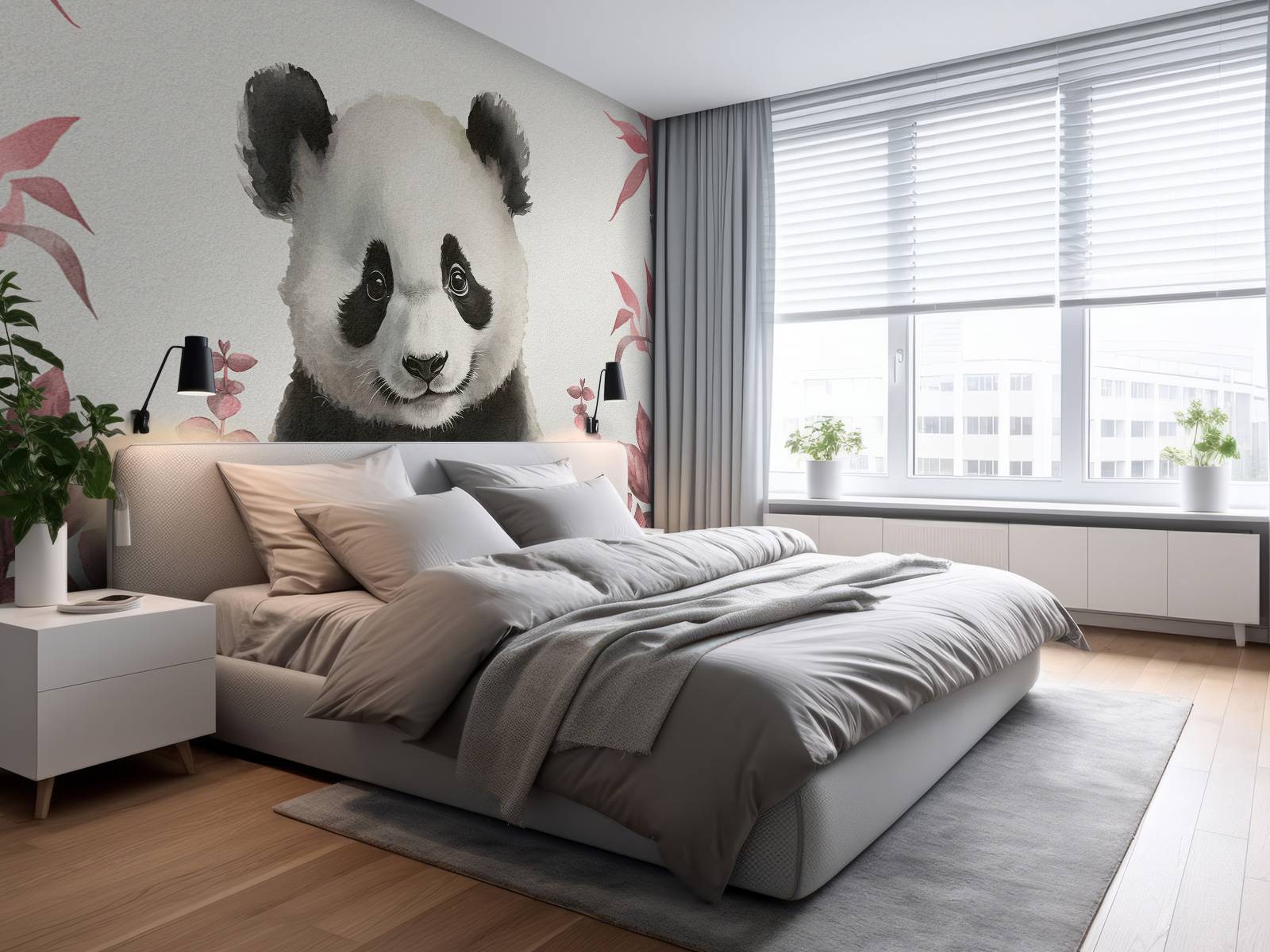Baby panda in de jungle roze