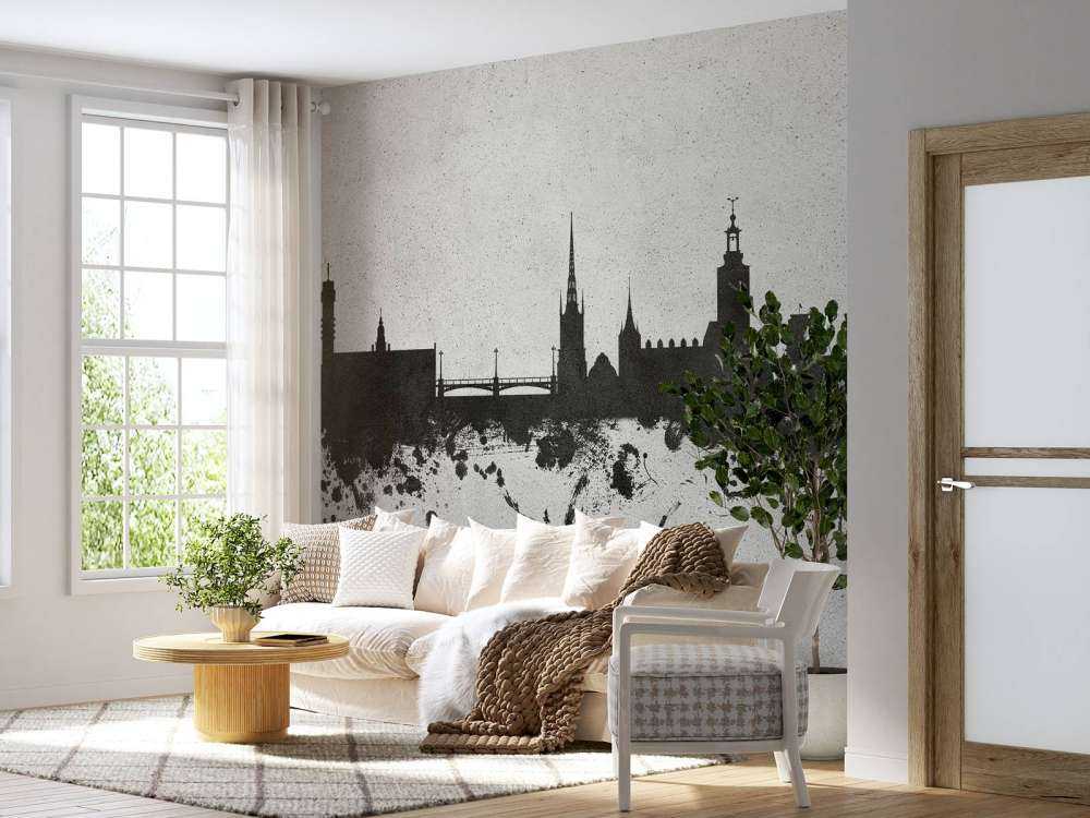 Waterverf skyline, Stockholm