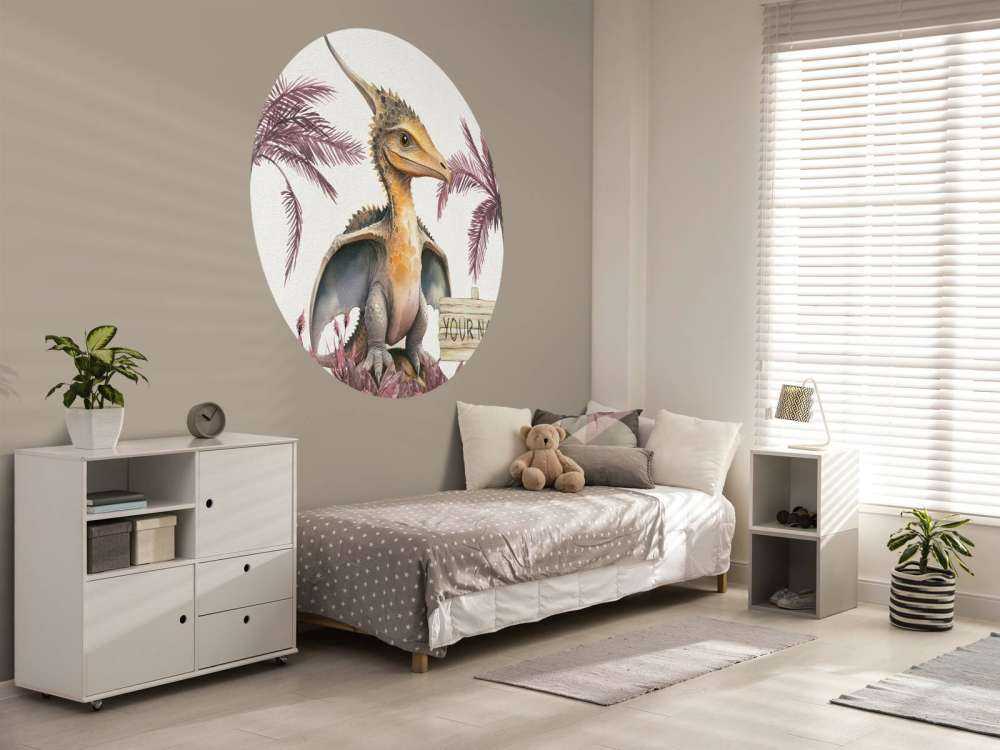 Baby pteranodon in de jungle roze