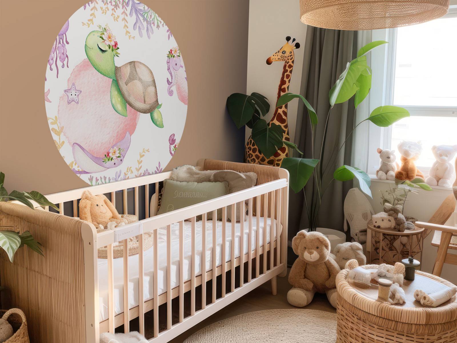 Roze zeebodem babykamer