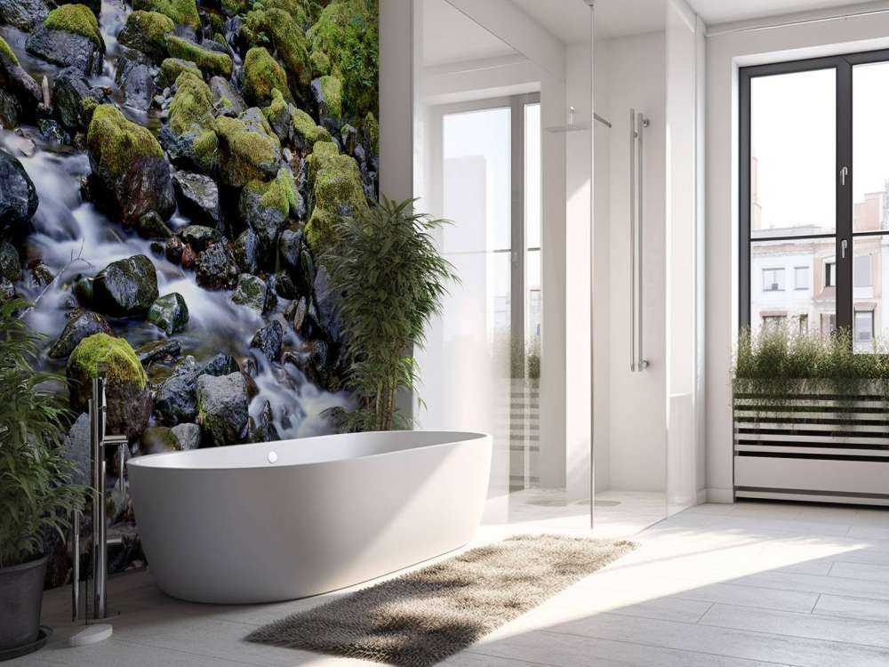 Stromend water met rotsblokken