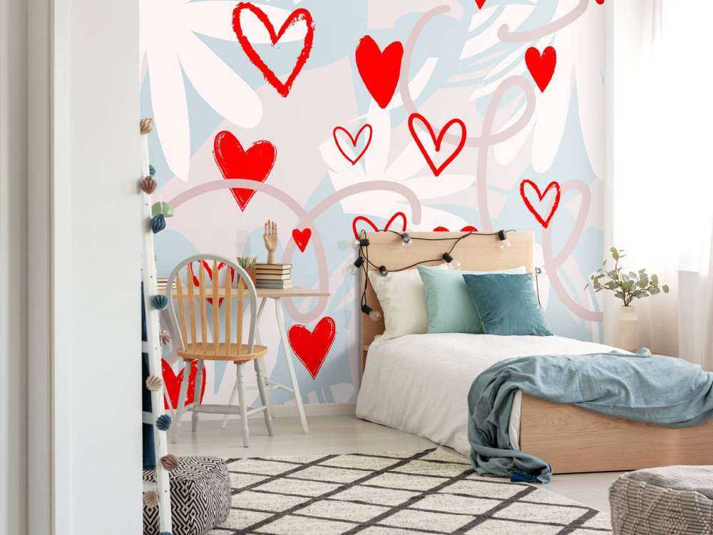 Frisse harten op pastelbloemen