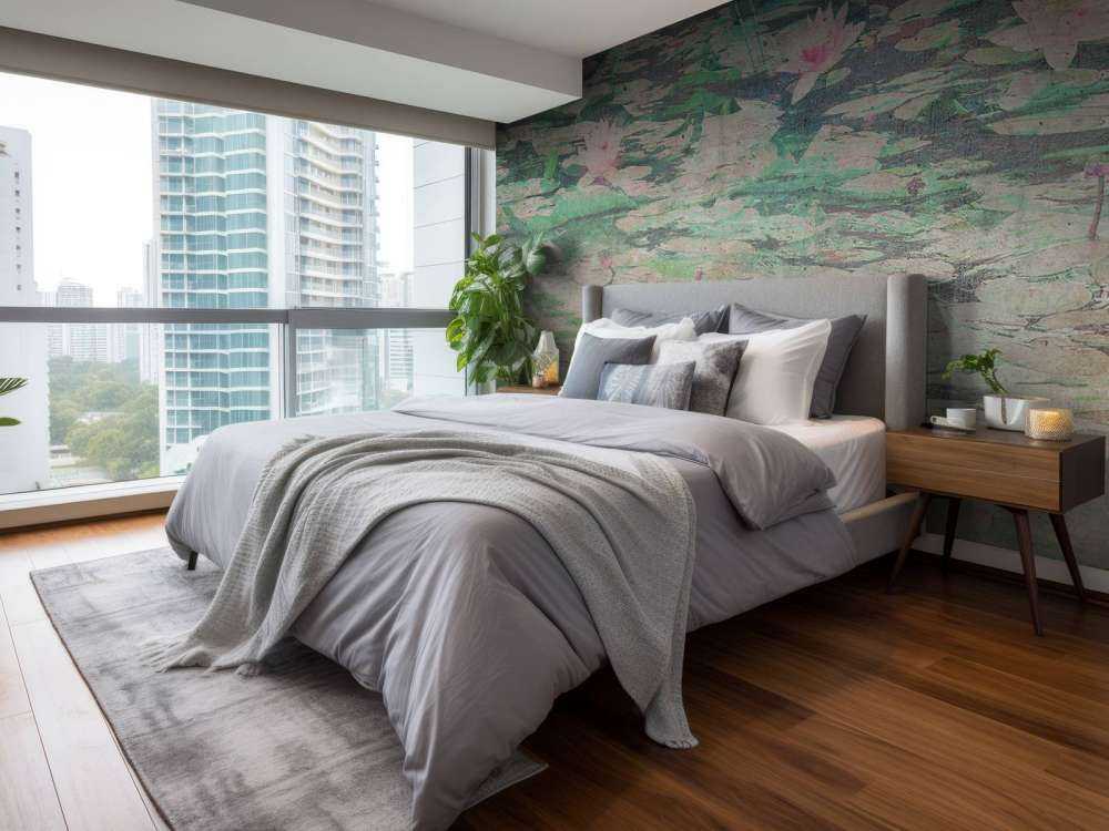 Waterlelies in vergrijsd vijverlicht