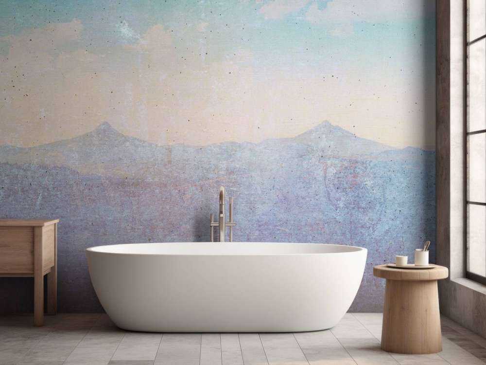 Vervagend berglandschap in ochtendlicht