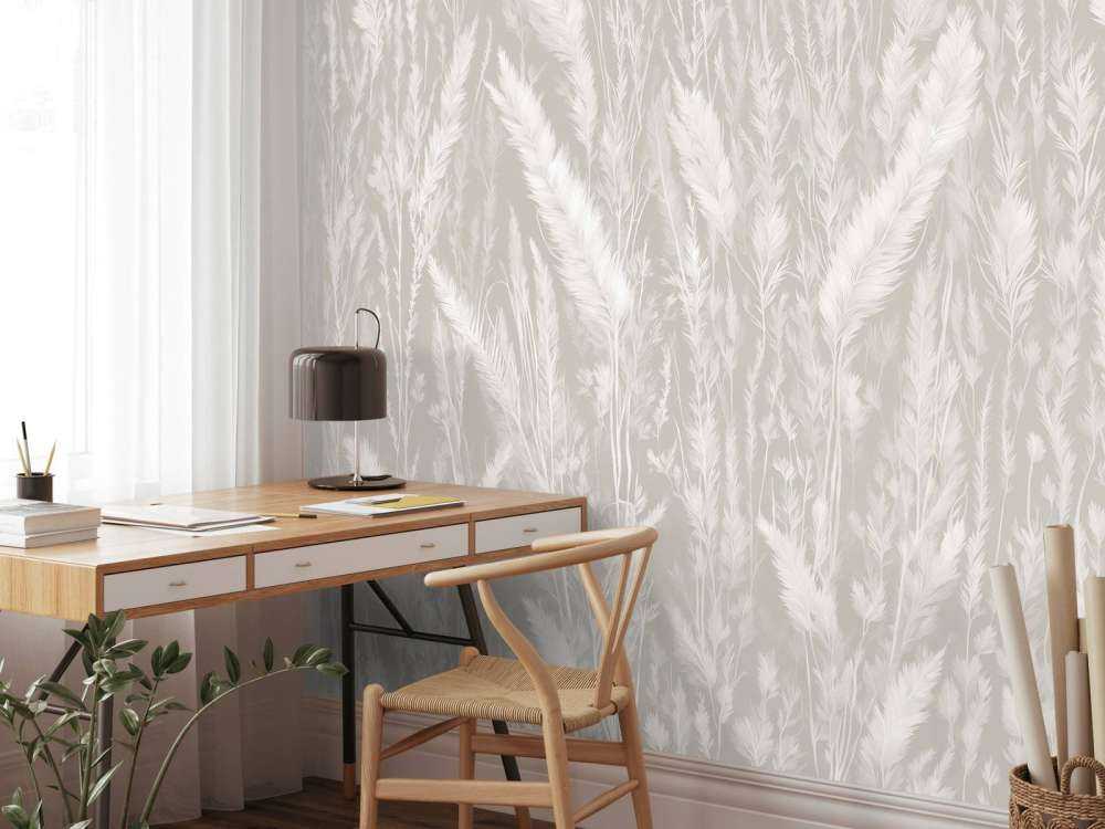 Wall of field grasses - grey