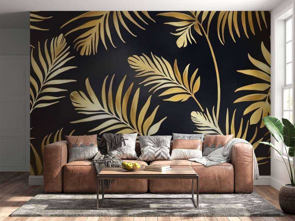 Golden leaves on dark Gold