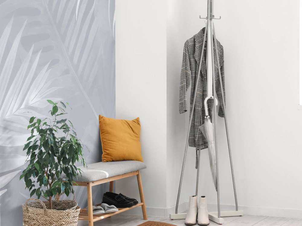 Foggy palm leaves Blue