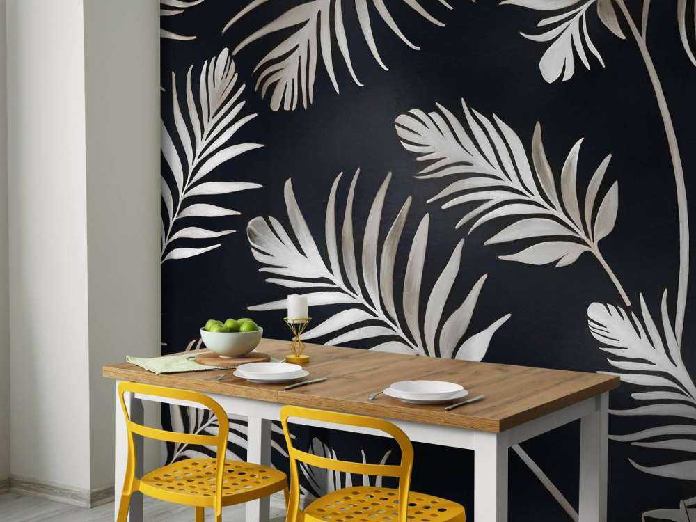 Golden leaves on dark Silver