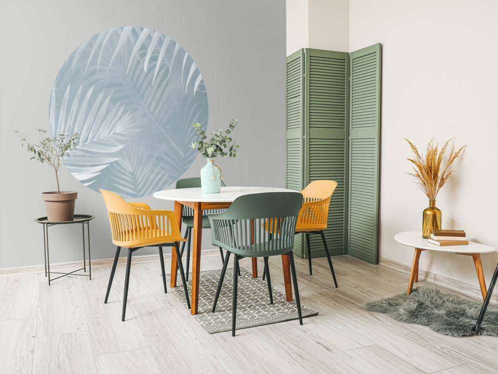 Foggy palm leaves Gray