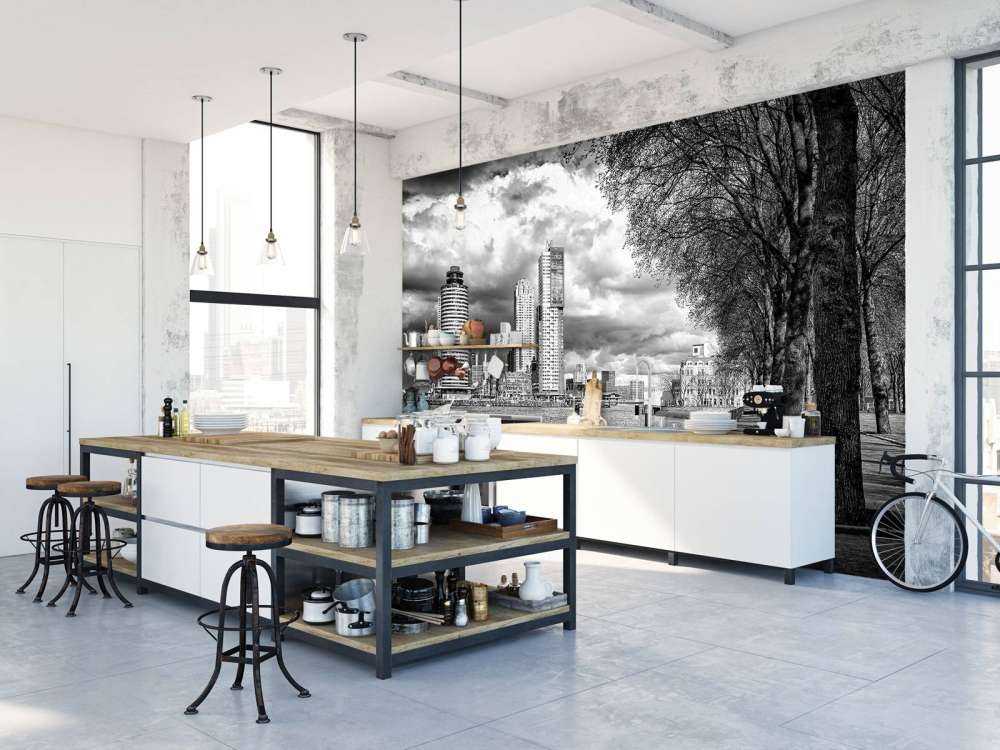 Zwart-Wit Skyline vanaf de Kade