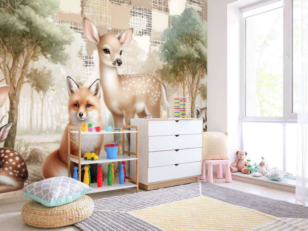 Bosdieren in warme tinten