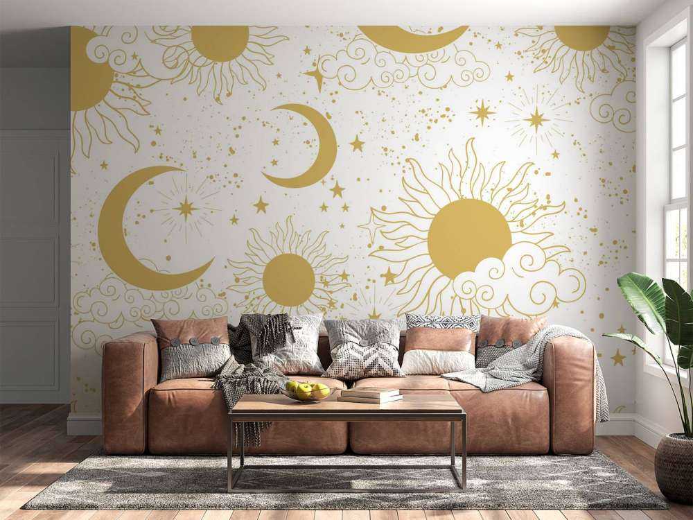 Zon maan en sterren in goud