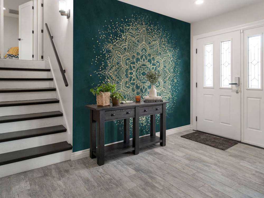 Gouden mandala op smaragdgroen