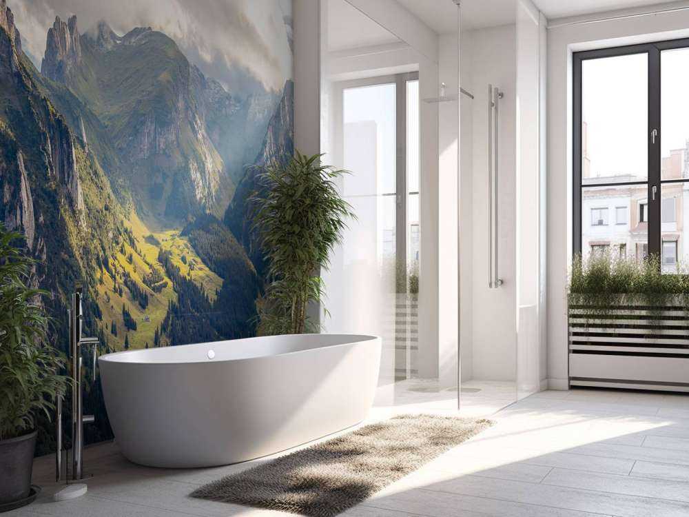 Zonlicht over groene bergvallei