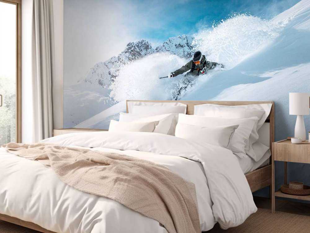 Actievolle poedersneeuwafdaling bij helder weer