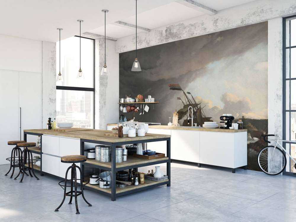 Oorlogsschepen tijdens een storm