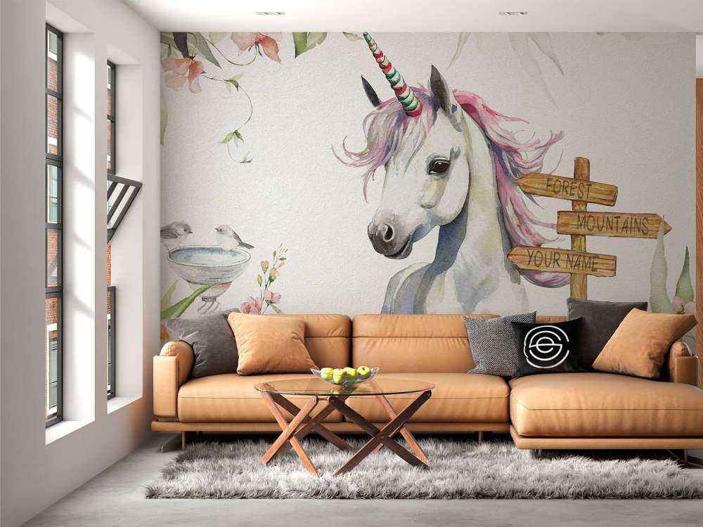 Baby eenhoorn met planten