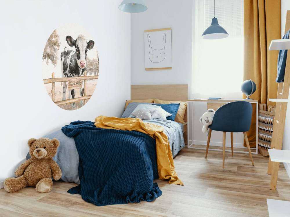 Jonge koe in een weiland taupe