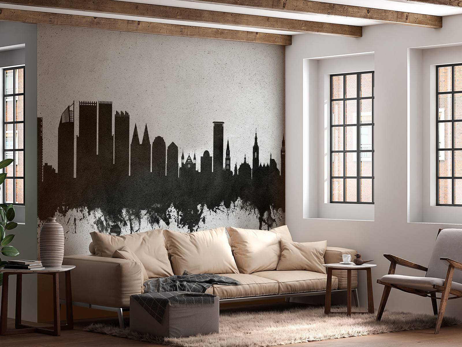 Waterverf skyline, Den Haag